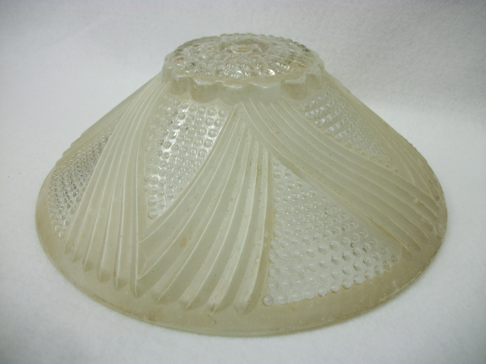 Vintage Glass Light Ceiling Cover Frosted & Clear Geometric Design