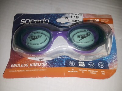 Speedo Endless Horizon Recreation Swim Goggles Junior Ages 6-14 Green Purple