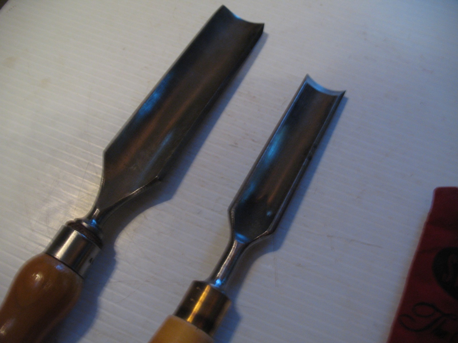 SORBY  AND MARPLES  1 1/4 IN  AND 1 IN.  CURVED WOOD GOUGES