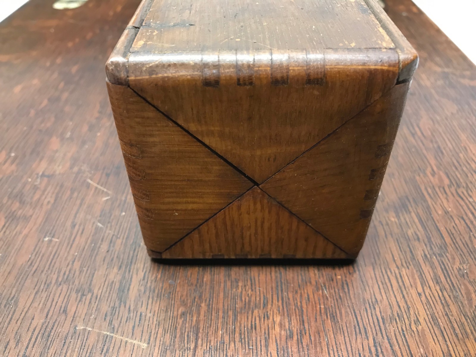 Antique Singer  Sewing  Machine Oak Puzzle Box With Accessories
