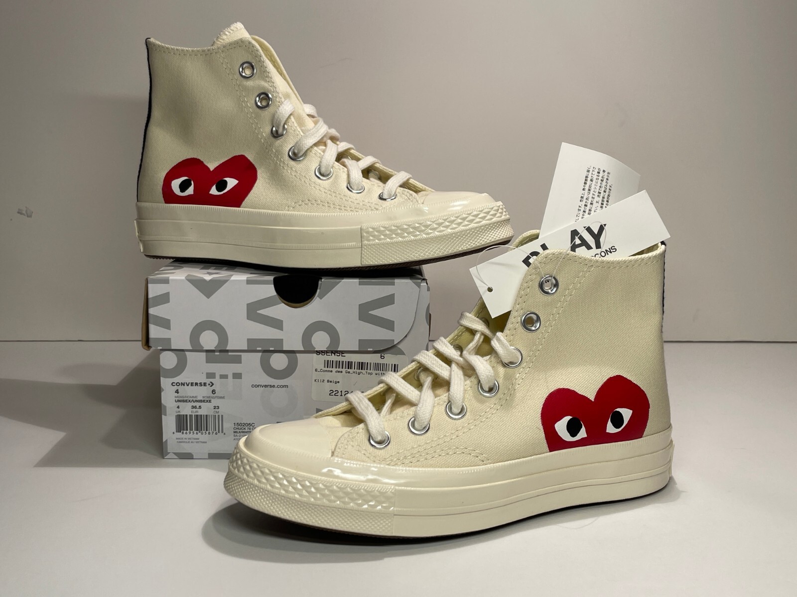 Converse Chuck 70 x Comme des Garçons CDG PLAY Heart White 150205C Size 4M  / 6W: купить с доставкой из США, цена 19 259 руб - (284856468465)