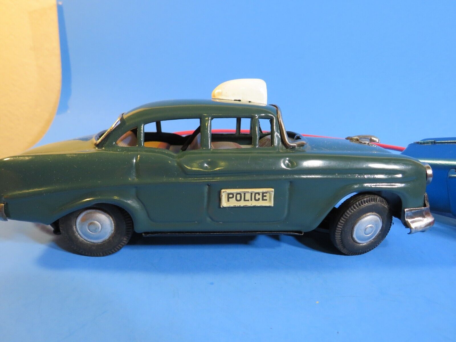 Vintage Tin Police Car 1956 Chevy Battery Operated, Line Mar Vintage Tin Police Car 1956 Chevy Battery Operated, Line Mar