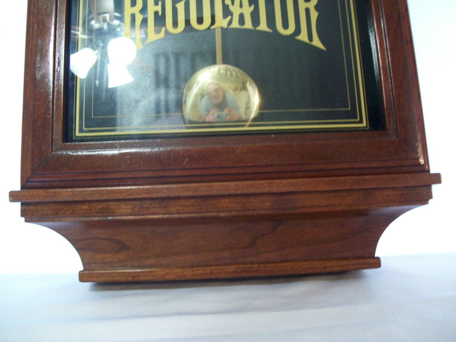 Vintage Bradford Wood Duel Chimming Wall Clock w Hermle Quartz Pendulum Movement