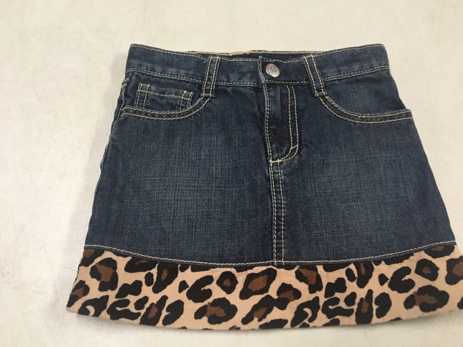 GYMBOREE  READY DRESS GO  DENIM LEOPARD TRIM SKORT  GIRLS SZ   4   LNW