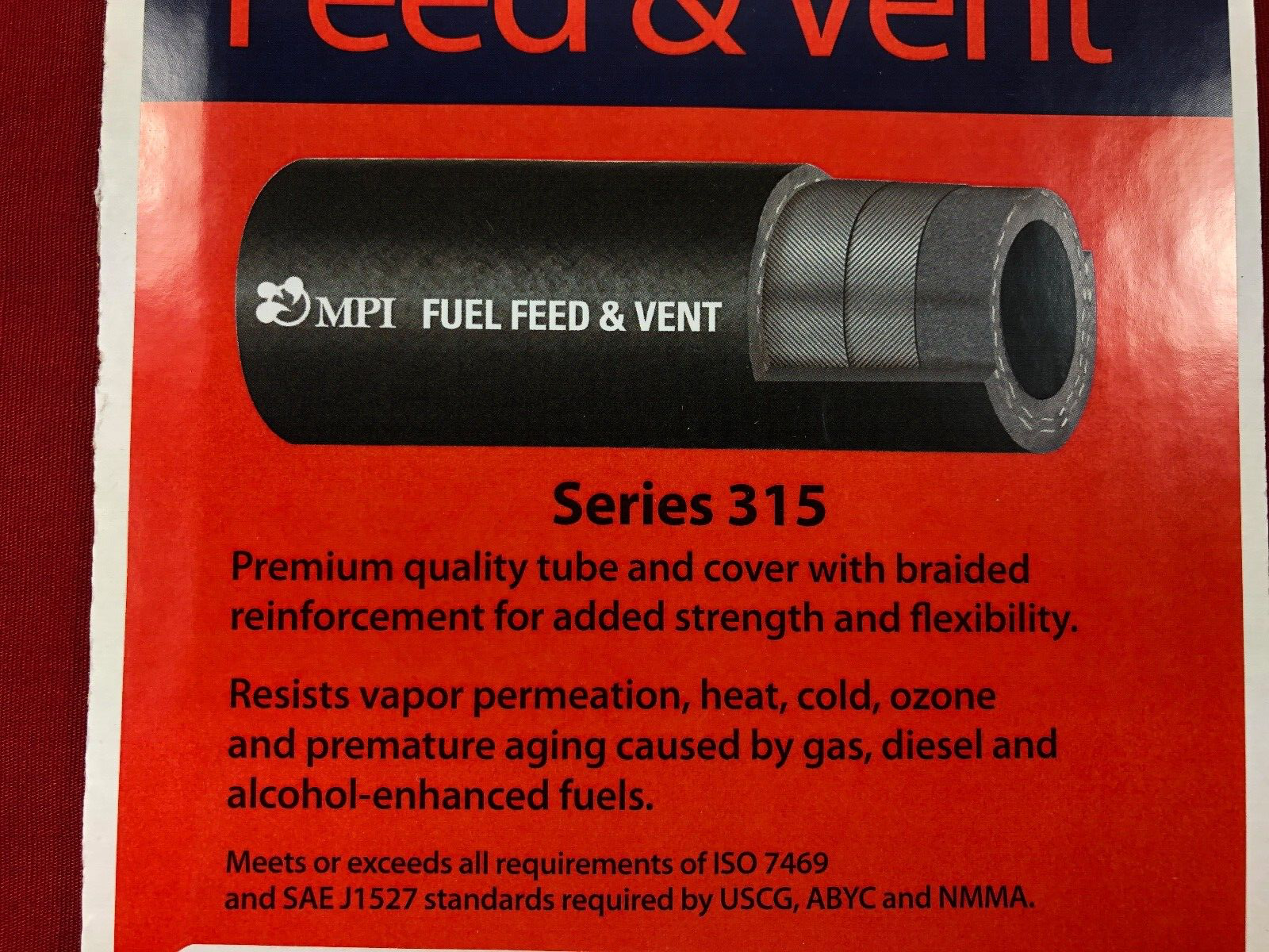 5/8" MARINE FUEL VENT HOSE USCG B2 SAE J1527 ISO 8469 SOLD BY FOOT 315-0580