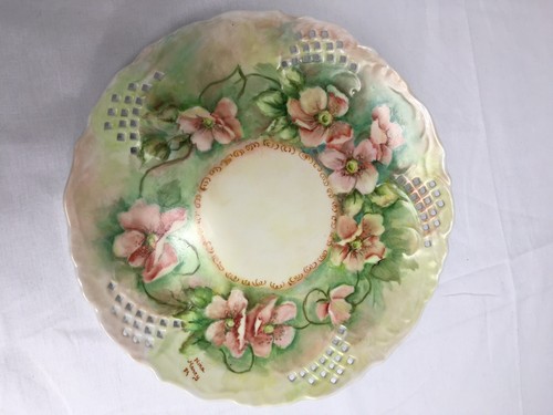 Lot of 5 Vintage Plates Hand Painted Flowers Signed Nina Hanley 72 73 77 83 84