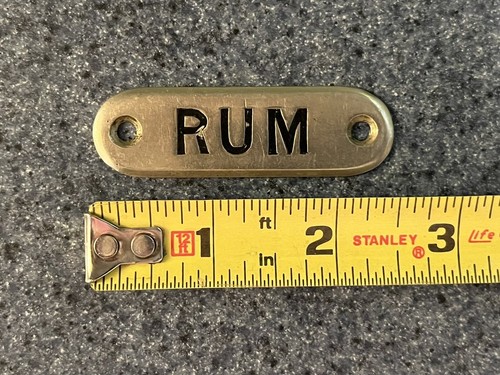 Vintage Rum Liquor Bottle Decanter Tag Label Metal Silver Tone 2.5&rdquo; (b)