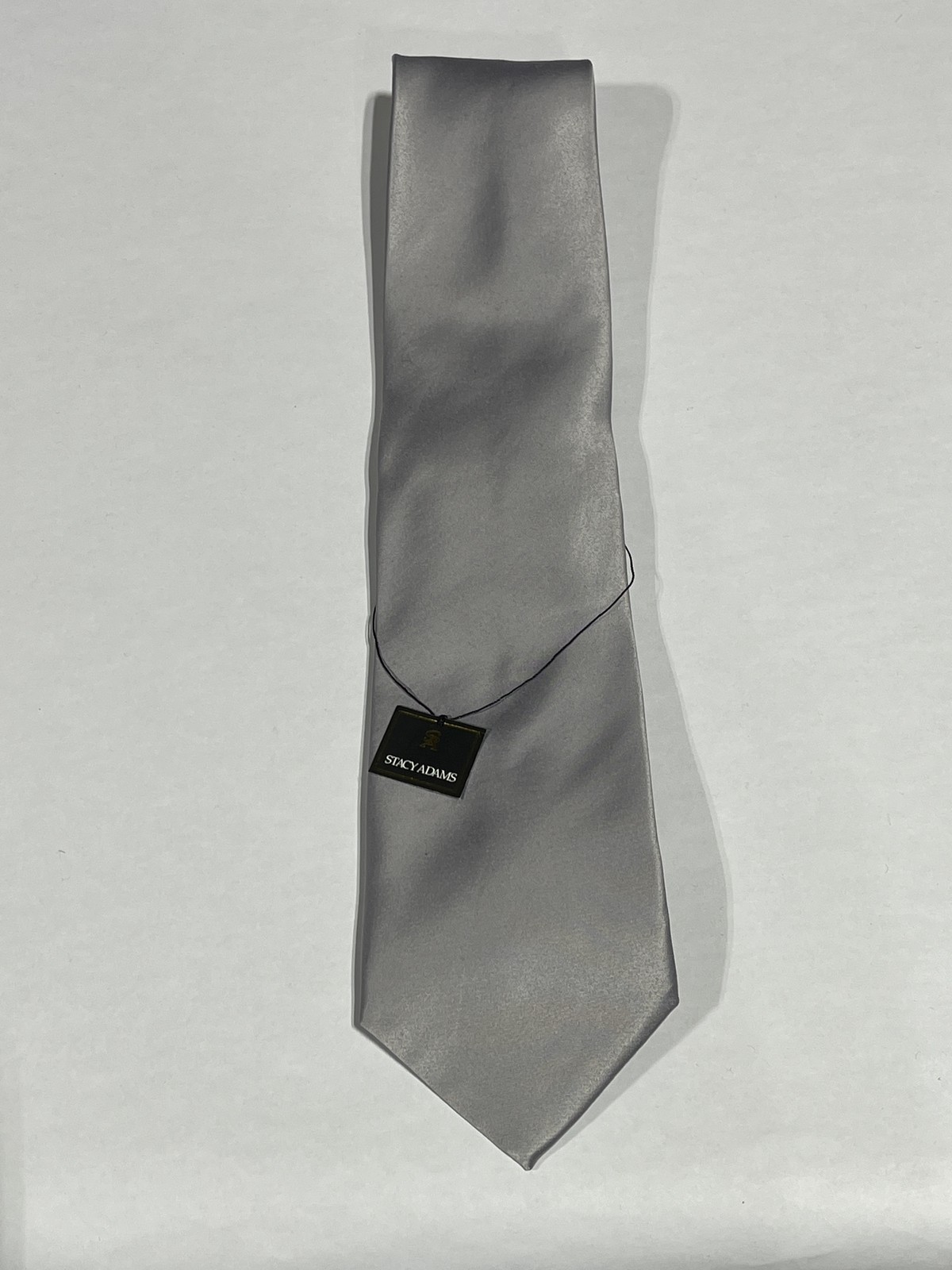 Mens Stacy Adams Silver Tie With Matching Pocket Square Hand Made NEW