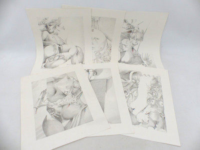 6x Lithografie Nikolaj Ullmann Erotische Darstellung signiert