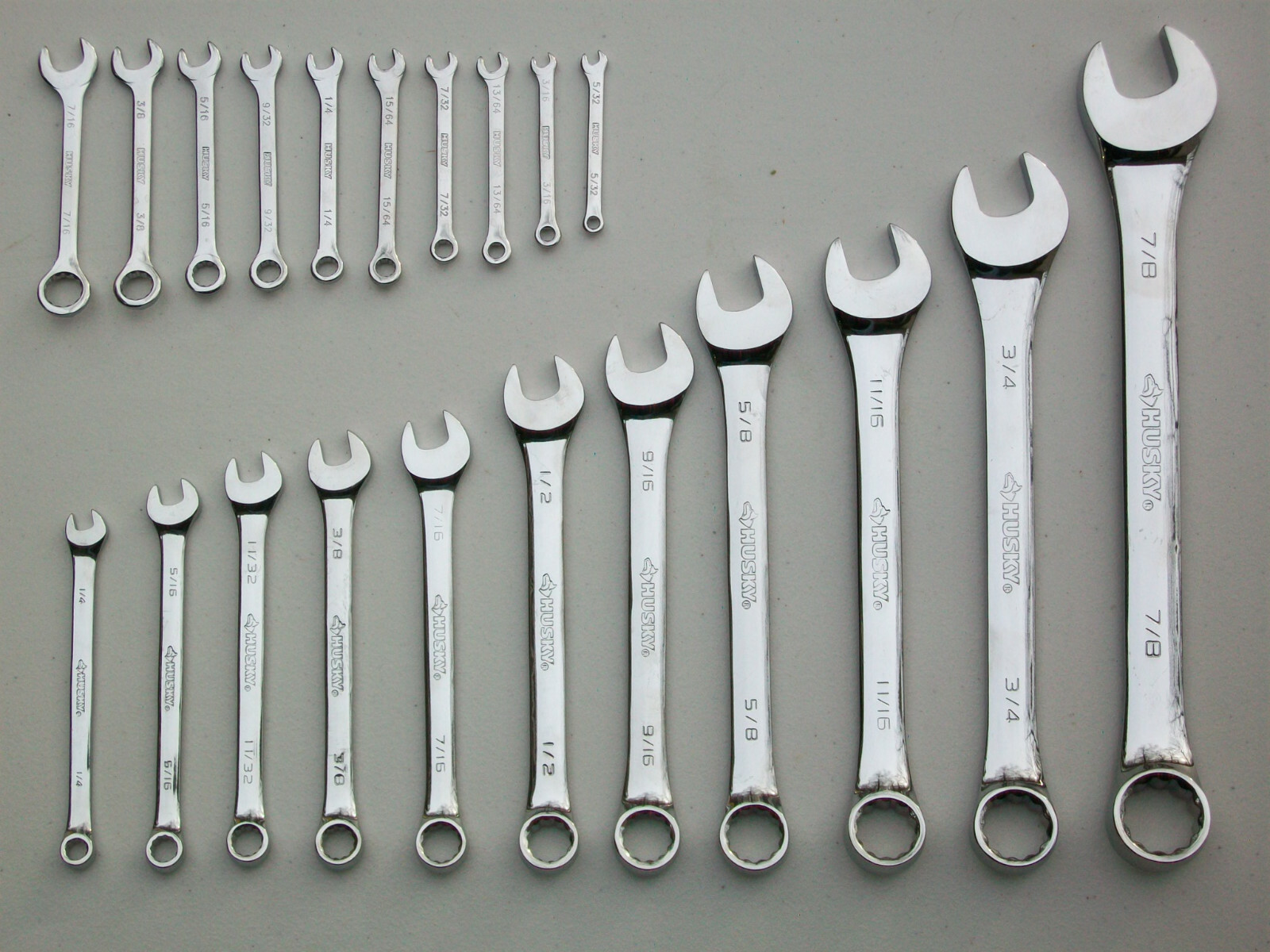 New 21pc Home Depot Husky Sae/std Full Polish Combination Wrench Set