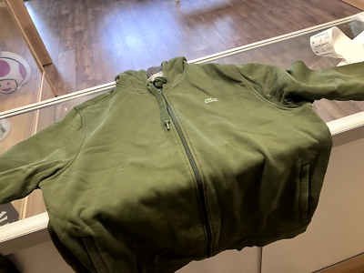 Lacoste Sport Mens Full Zip Up Jacket Hoodie Sweatshirt Olive Green 3XL
