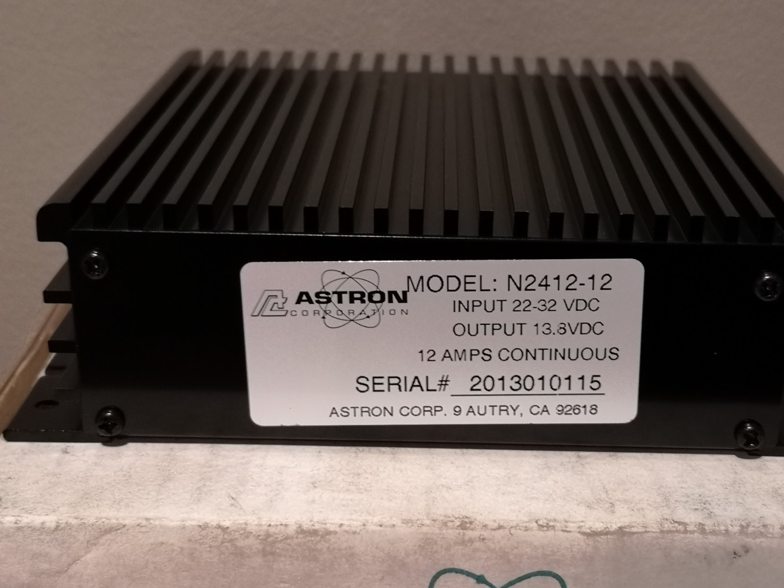 Astron N2412-12 DC Voltage Converter 22-32 Volts DC in/13.8 Volts DC out 12 Amps