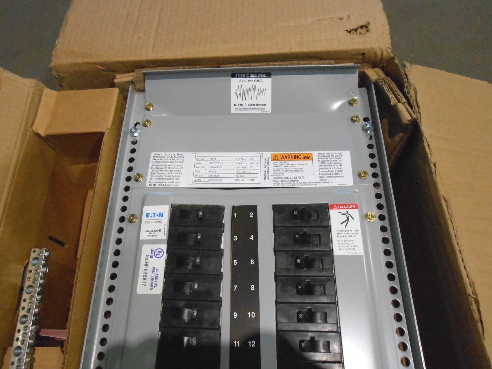 EATON PRL2A POW-R-LINE PANELBOARDS 480 V 225 A - NIB ghb1020 42 pcs