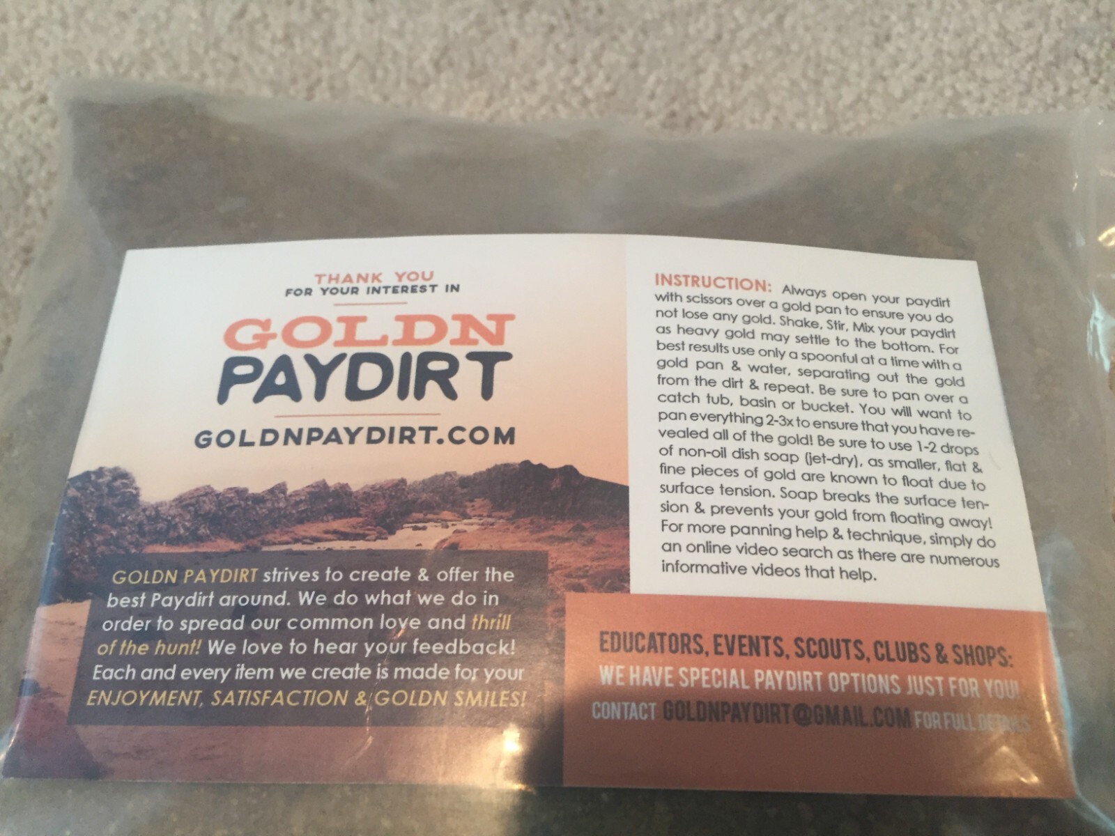 Gold Paydirt Concentrate - Top Secret Chase For Troy Ounce Dirt - Nugget Reserve