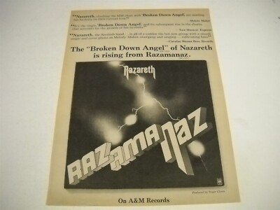 NAZARETH The BROKEN DOWN ANGEL is rising from RAZAMANAZ 1973 Promo Display Ad