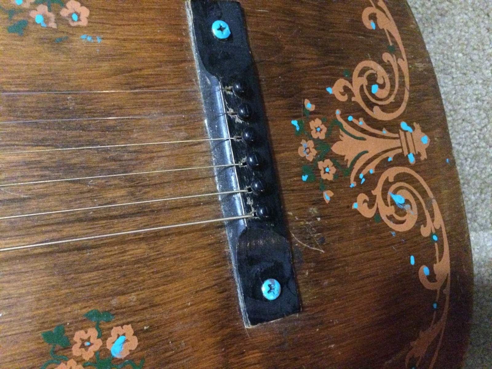 Vintage Parlor acoustic Guitar c 1920 - decorated action is 5/32
