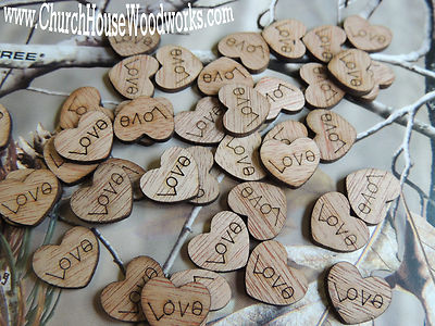 100 wooden love hearts rustic wedding table confetti, invitations USA