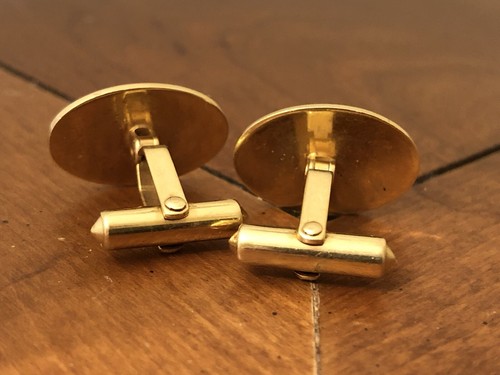 B.A. BALLOU Adjustable 14K Solid GOLD CUFF LINKS VINTAGE Engravable Solid Gold