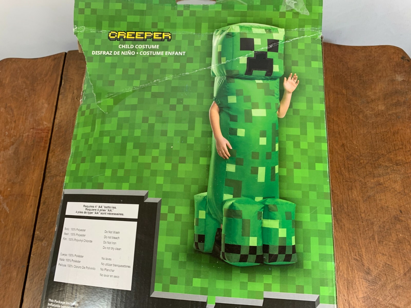 Minecraft Creeper Inflatable Blow Up Kids Halloween Costume Green 