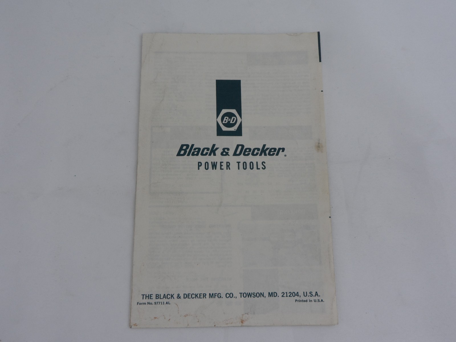 Black & Decker #7000 #7100 Drill Original Owners Manual Instructions User Guide