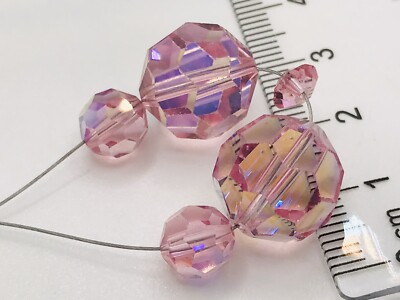 Vintage Swarovski Crystal Round Beads Pink Large  15mm Qty: 5