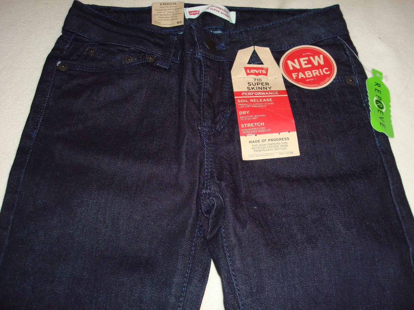 Girl  Levis 710 Super Skinny Leg,Performance Dark Wash, Stretch Jeans 10  NWT