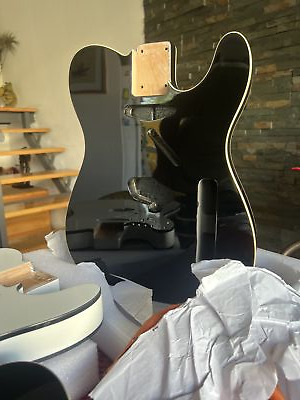 Tele Telecaster Guitar Body 3 pcs Alder Black With White