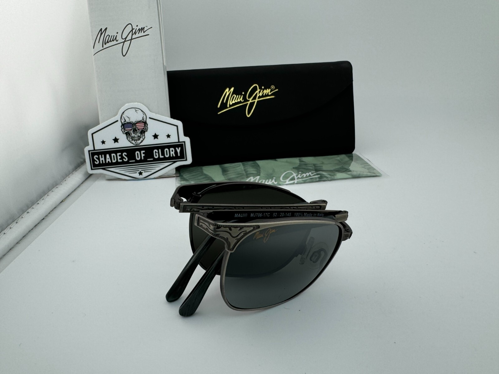 Pre-owned Maui Jim Stillwater Mj 706-17c Pewter Neutral Grey Polarized Folding Sunglasses