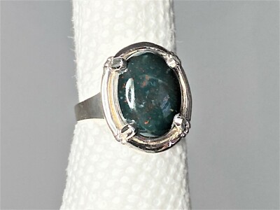 Silver bloodstone shop ring