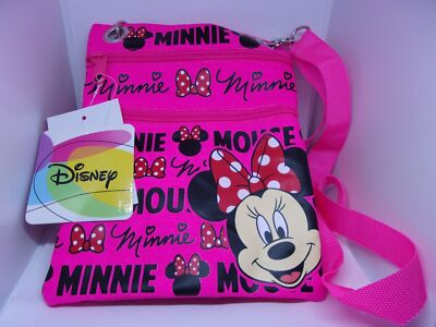 Disney Minnie Mouse Passport Bag Signature Travel Waterproof Fabric Purse 