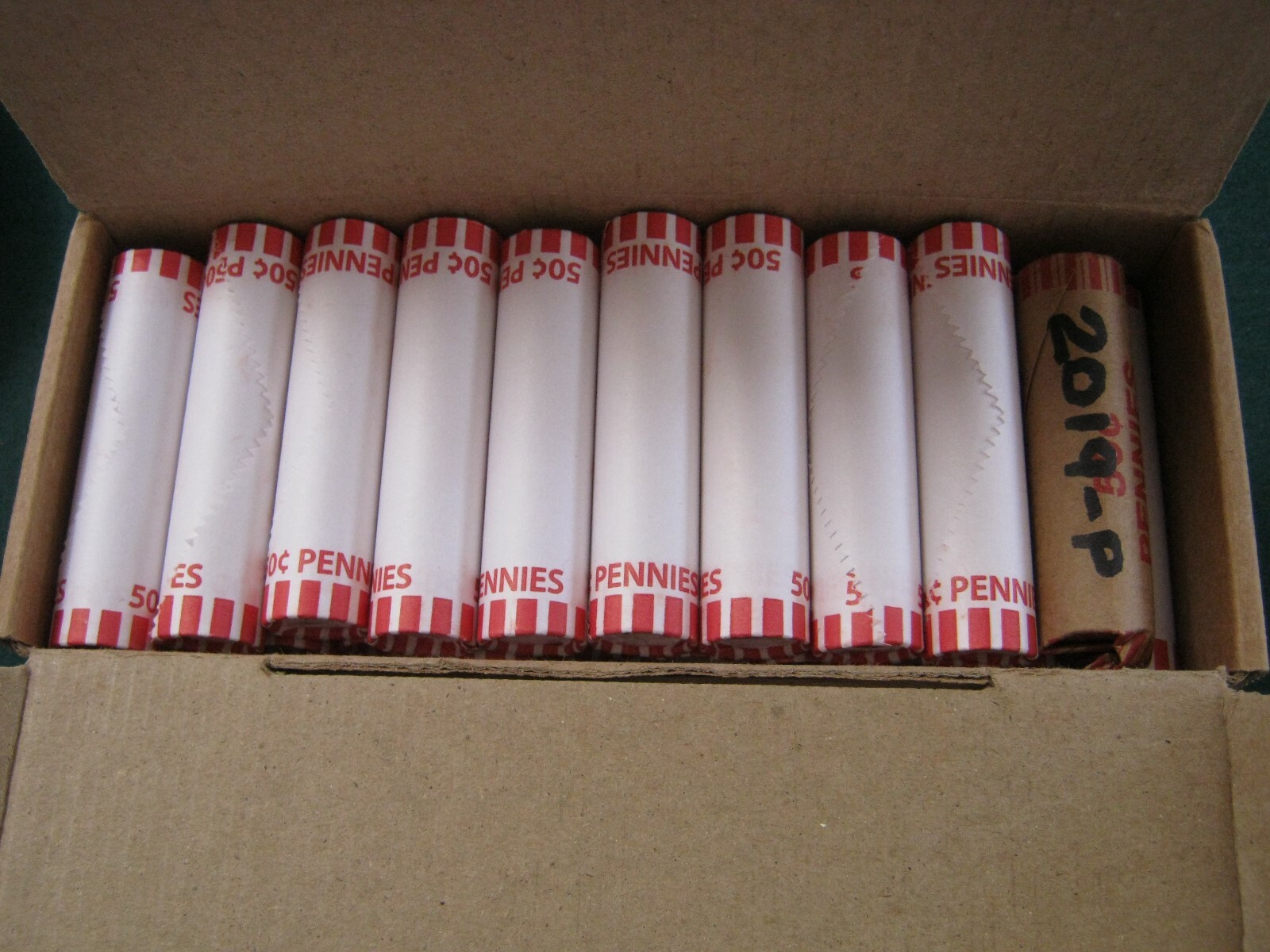 2019 P pennies 15 obw rolls heads/tails, right from the armory.Tight rolls clean