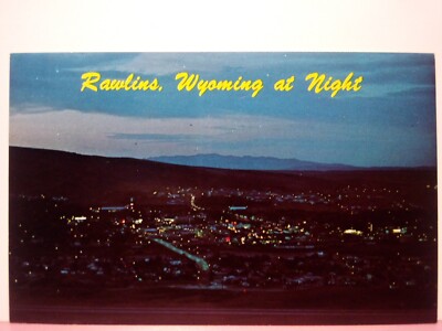 Rawlins Wyoming aerial night view Carbon County 60s