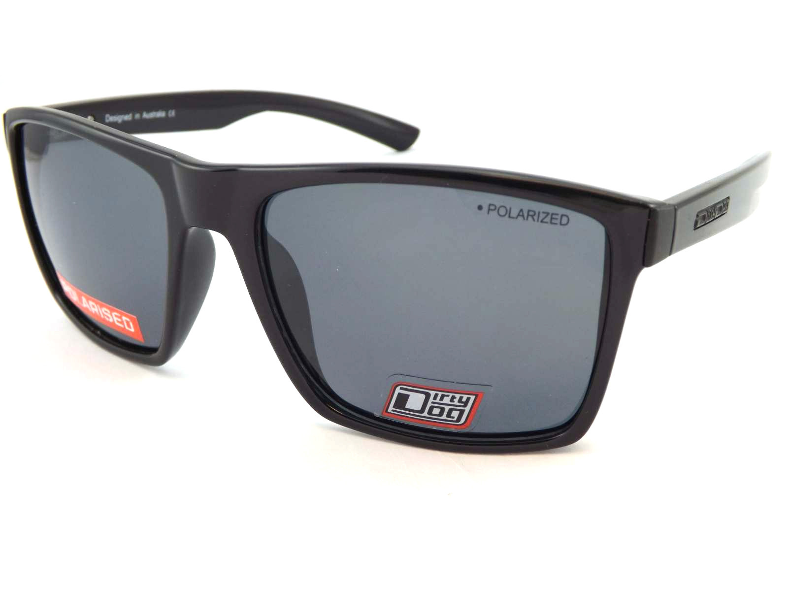 Dirty Dog VOLCANO Polarized Mens Sunglasses Satin Black / Grey