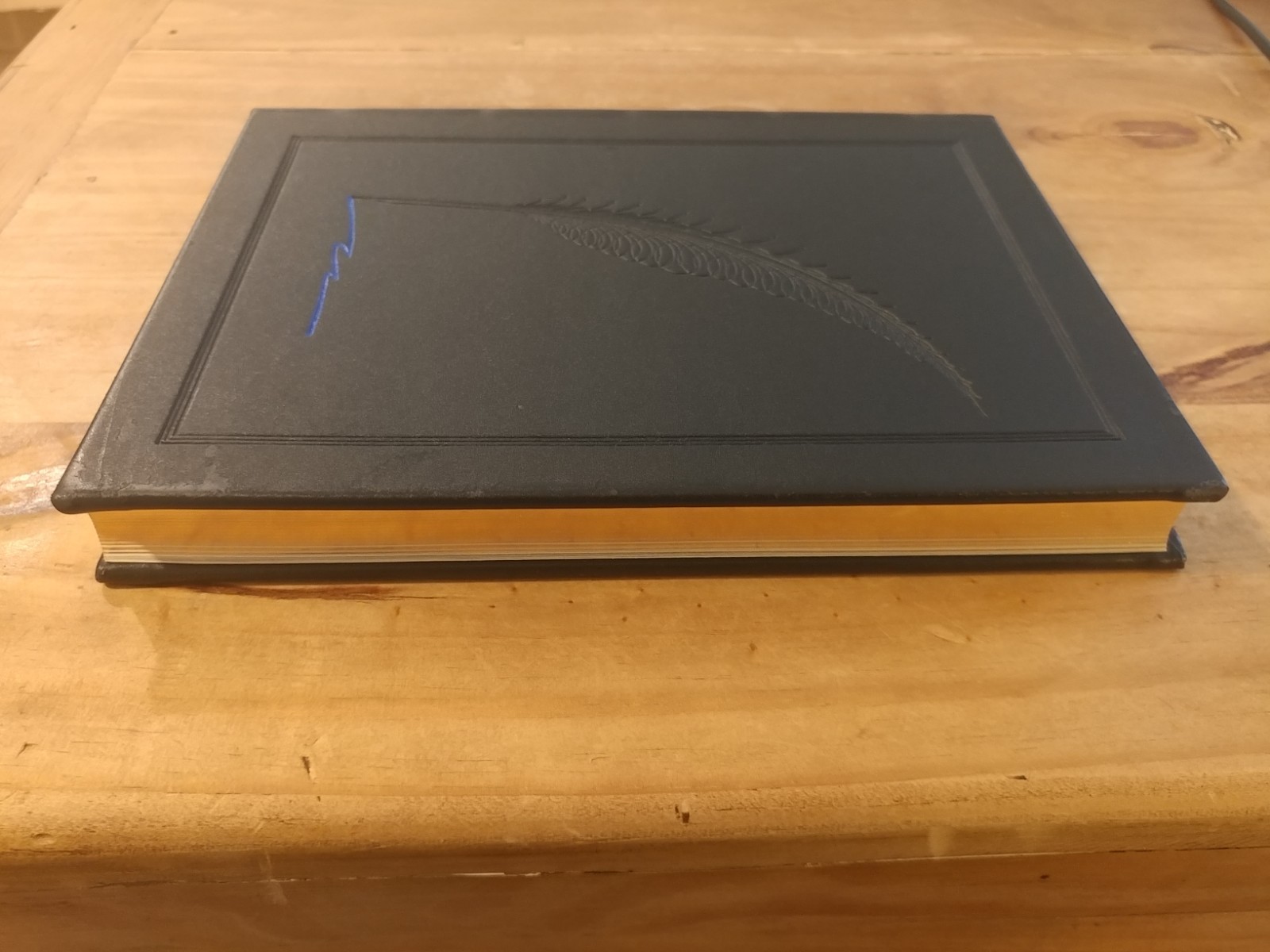 Black Calf Grain Hardback Blank Journal Diary with Gold Trim Pages