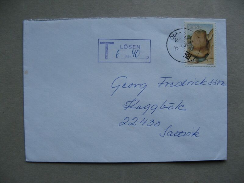 FINLAND ALAND,  cover 2001, postage due, stone formation, geology