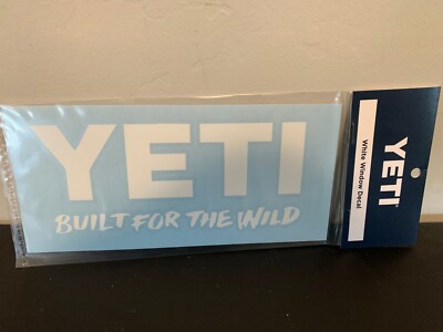 Yeti Built For The Wild window decal, Approx. 6.25'' W x 2.7'' H, White