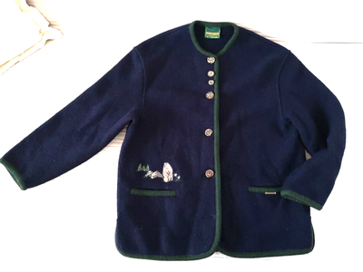 Geiger laine bouillie veste marine manteau Tyrol cardigan castor brod Autriche