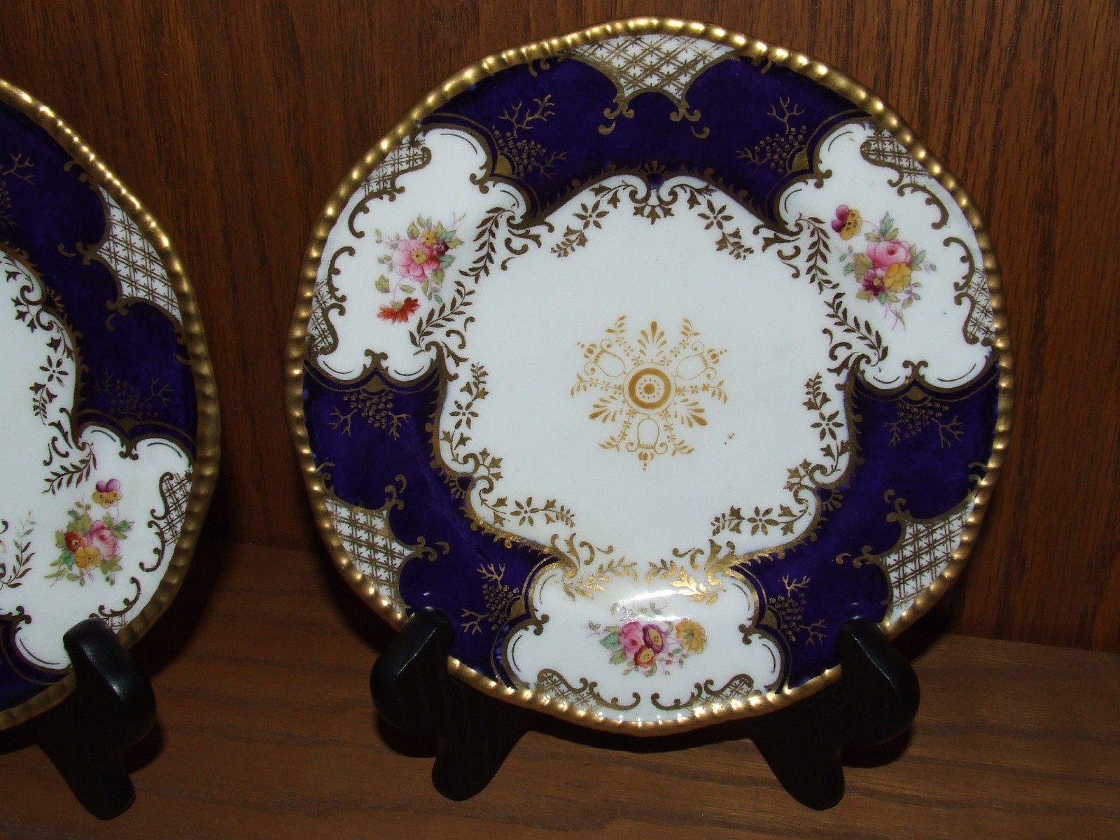 Pair of Antique Coalport Blue Cobalt Batwing Panel 7
