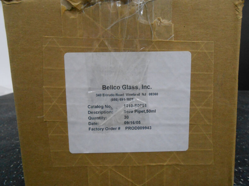 Case Of 30 Bellco Glass 50 Ml Reusable Glass Pipettes 1210-s0051