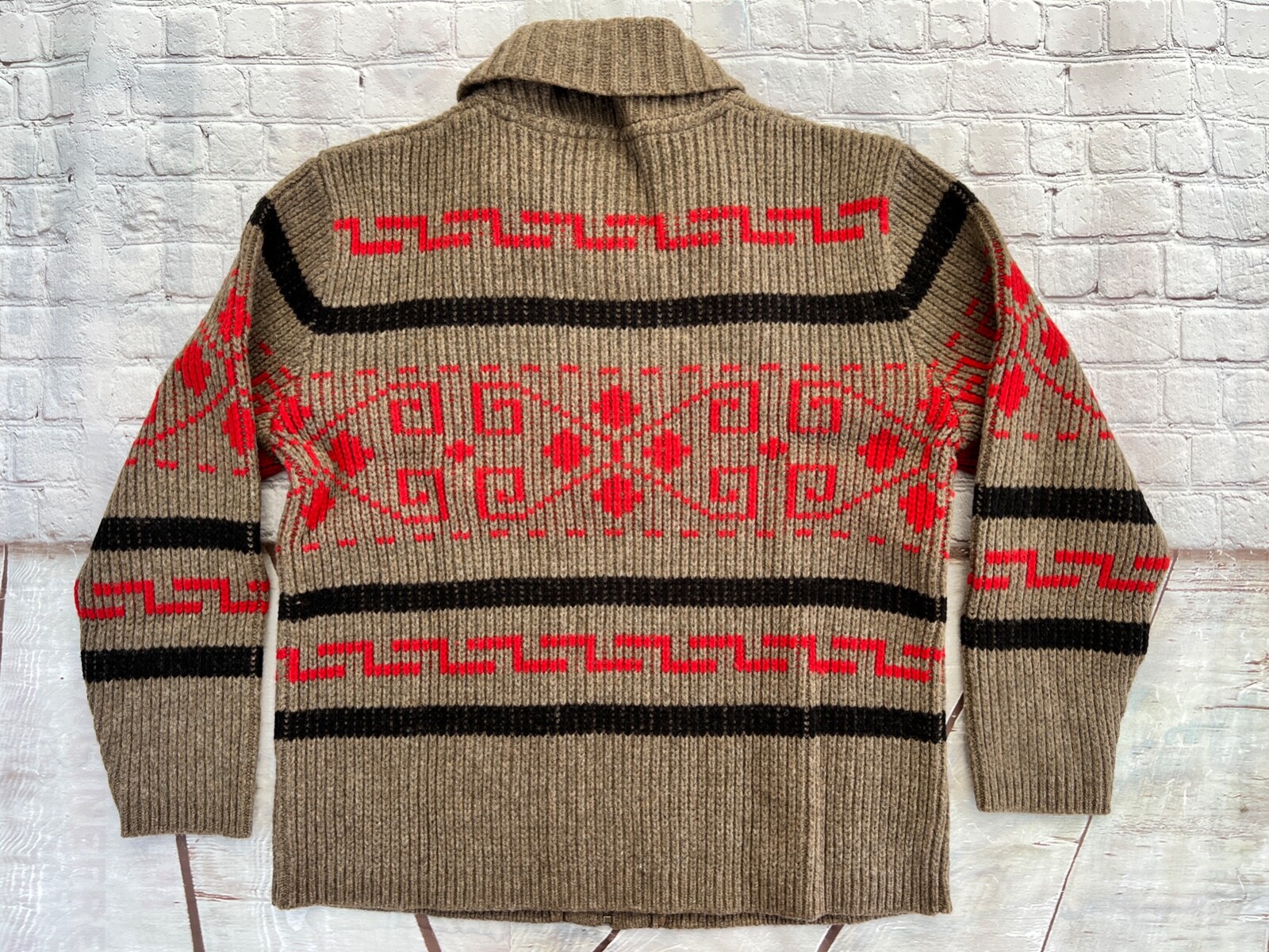 Pre-owned Pendleton Mens  Westerly "the Dude" Wool Full Zip Sweater Jacket Large $249 In Brown