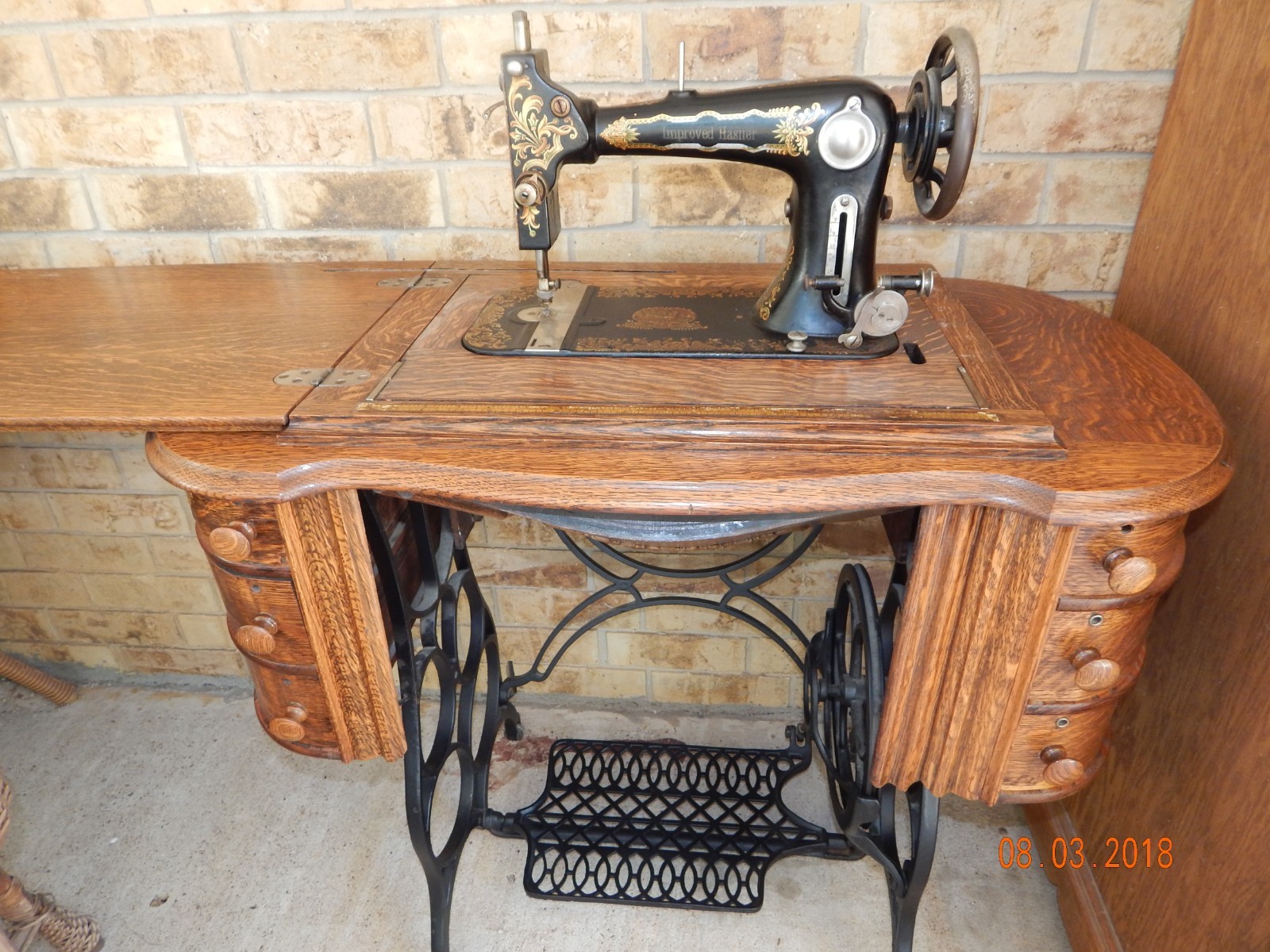 RARE Antique 1925 IMPROVED HASNER Treadle Sewing Machine