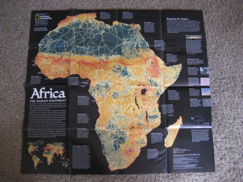 National Geographic Map, 2005,Africa, THE HUMAN FOOTPRINT & A STORIED LANDSCAPE