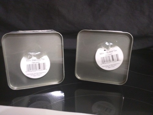 2 sets / 6  Mini Stackable Art Deco Candy Cane Christmas Tin Trinket Gift boxes