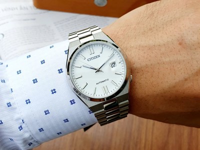 Pre-owned Citizen Nj0150-81a Automatic White Dial Stainless Steel Tsuyosa Sapphire
