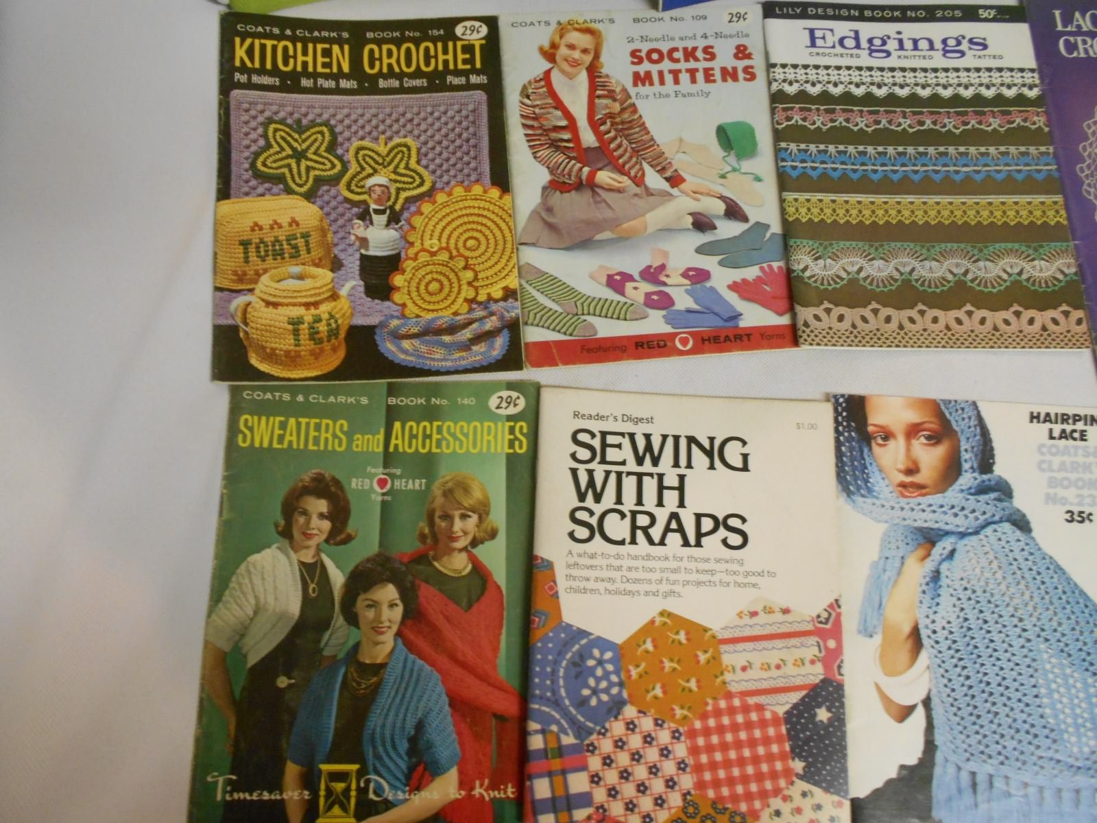 15 vtg sewing crochet trim & edging instruction booklets sweaters hairpin lace