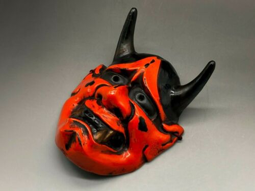 Japanese vintage pottery made Hannya mask / Japan Antique demon C5