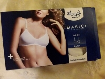 Sloggi Basic+ Bra Soft Cup Cotton Rich Unpadded Bra White UK 38A