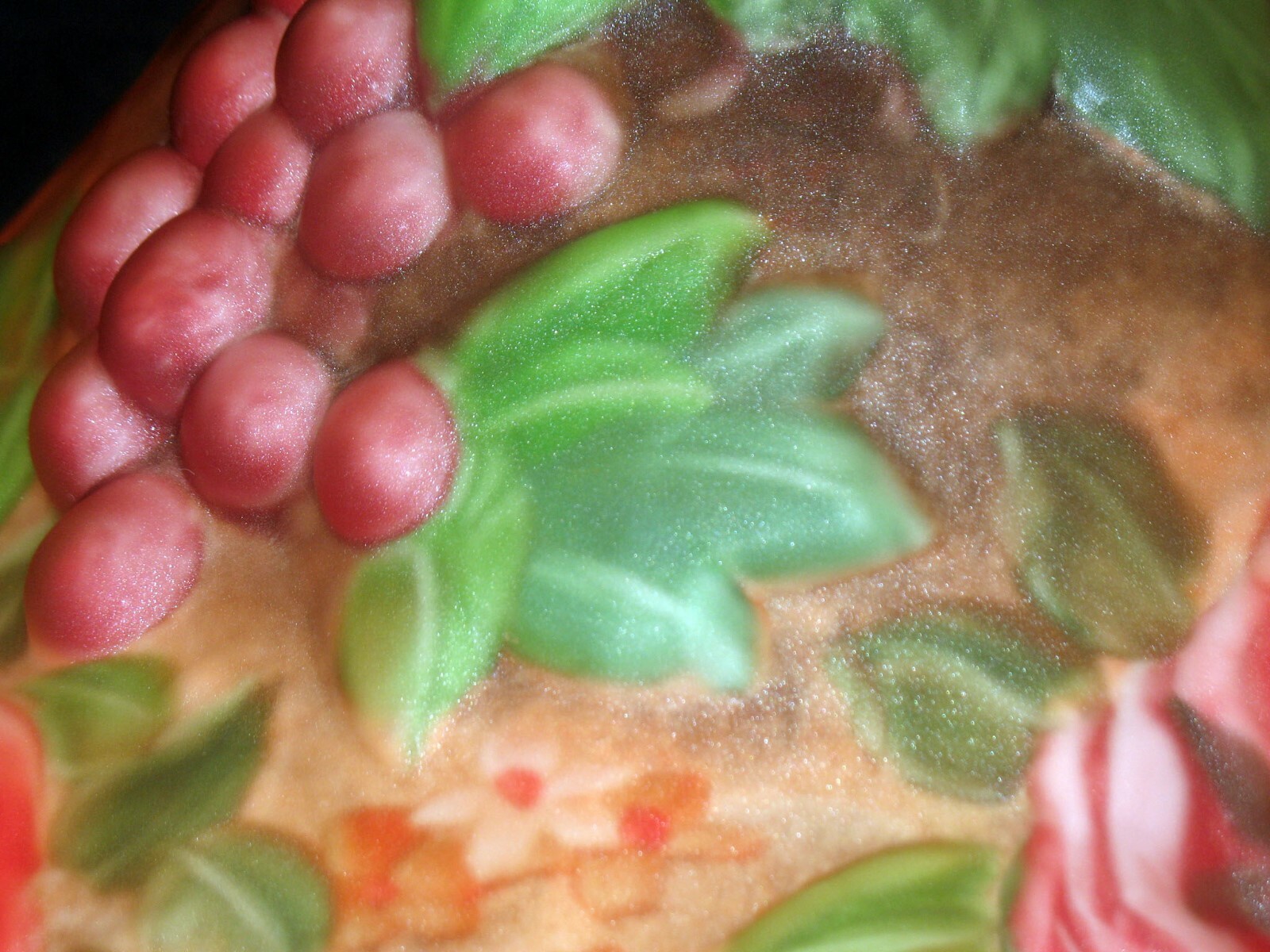 Gorgeous Vintage Pairpoint Like Reverse Painted Puffy Roses Grapes Lamp Shade