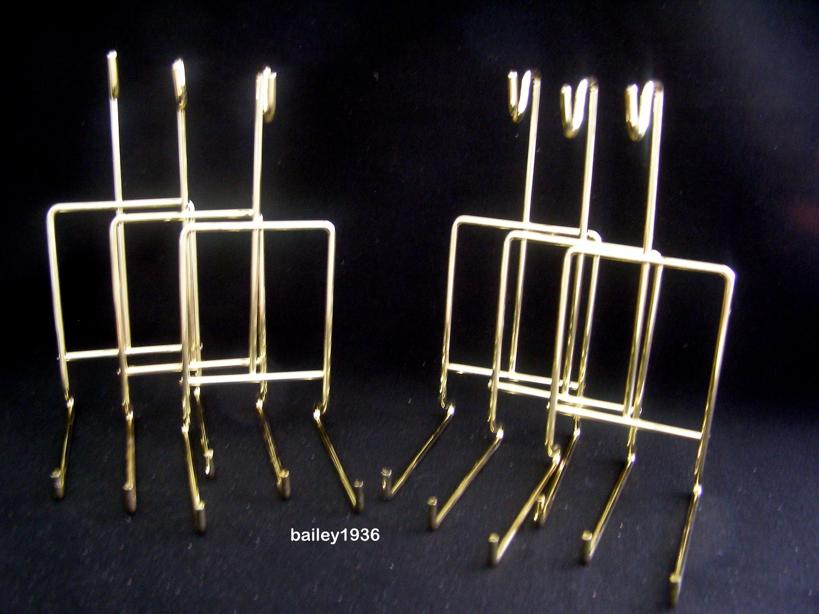 6 Tea Cup & and Saucer Stand Display Brass Etched Base Teacup Lot of 6