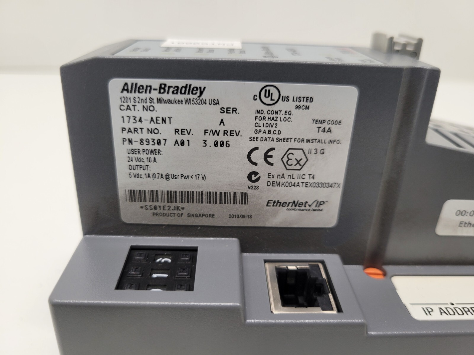 GOOD USED! ALLEN-BRADLEY ETHERNET/IP I/O ADAPTER 1734-AENT